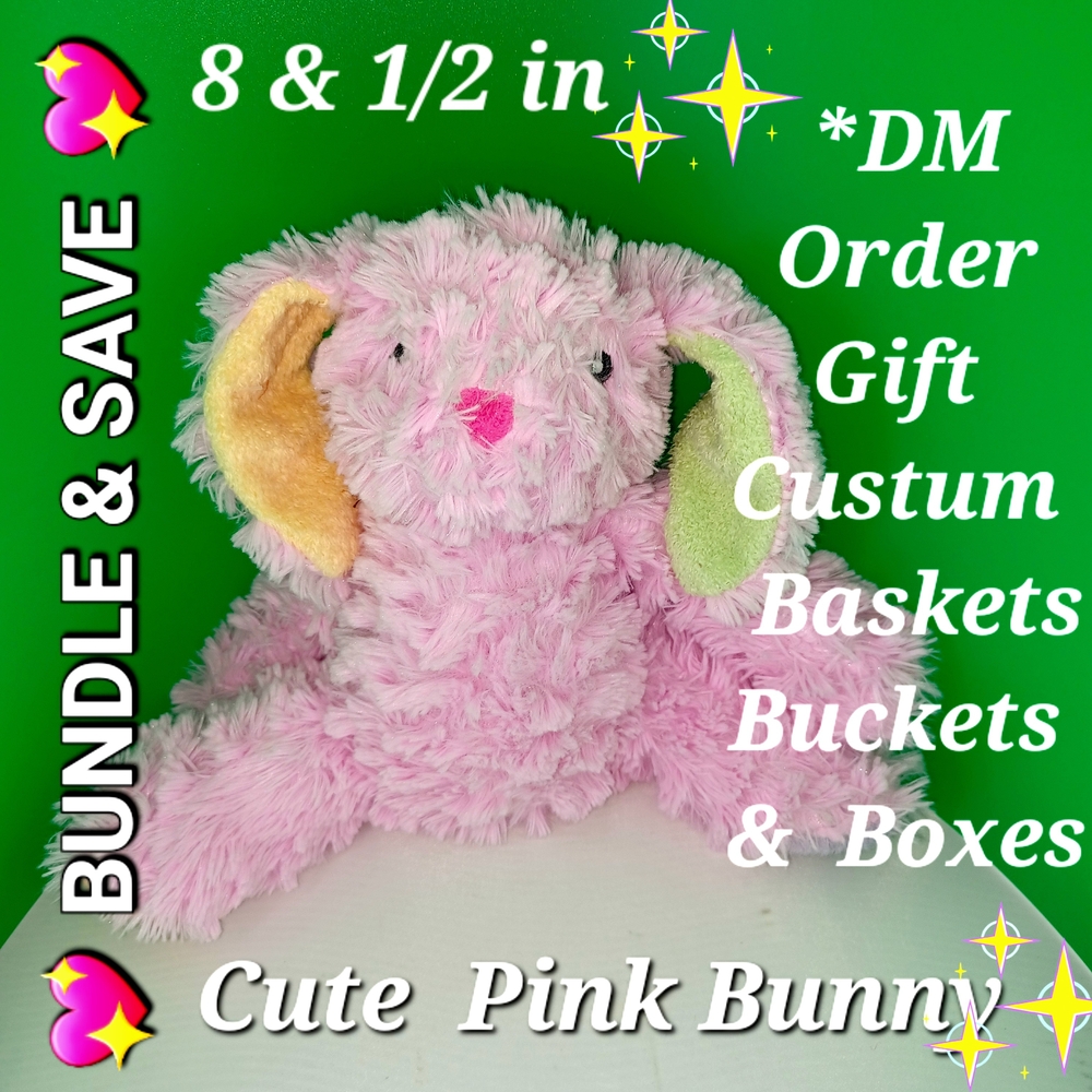 Adorable Pink Bunny Plushie W/yellow & green Ears
